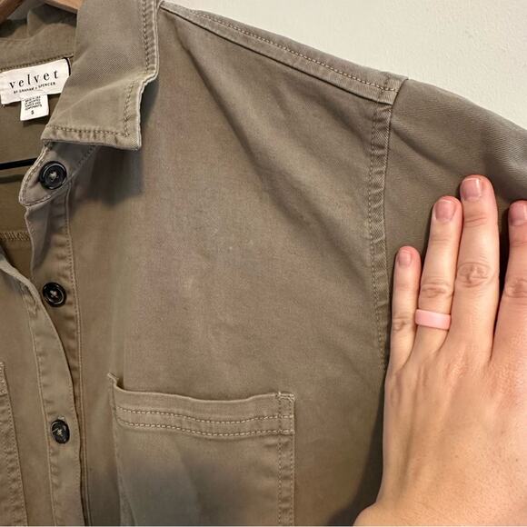 NWT Tuckernuck Velvet by Graham & Spencer Green Button Front Mini Dress Small - Picture 9 of 14